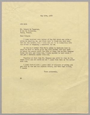 [Letter from Daniel W. Kempner to Mr. Robert Du Pasquier, May 15, 1950]