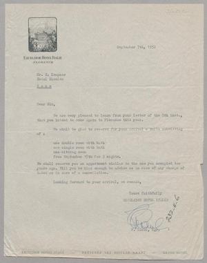 [Letter from the Excelsior Hotel Italie to D. W. Kempner, September 7, 1952]