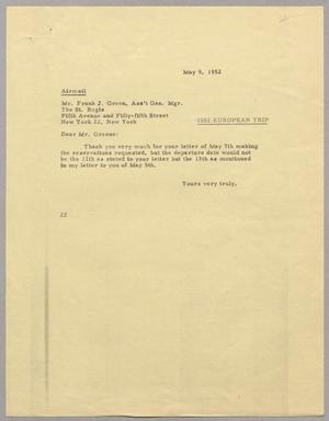 [Letter from Daniel Webster Kempner to Frank J. Greene, May 9, 1952]
