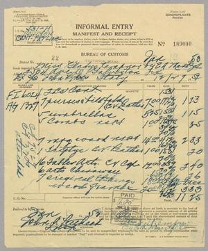 [Invoice for Imported Goods, December 1952]