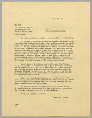 [Letter from D. W. Kempner to Mark F. Heller, June 4, 1952]