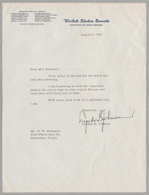 [Letter from Lyndon B. Johnson to Daniel W. Kempner, August 5, 1952]