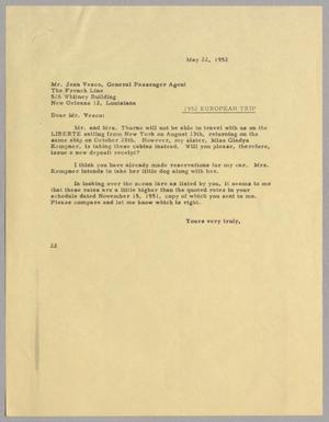 [Letter from D. W. Kempner to Jean E. Vesco, May 22, 1952]