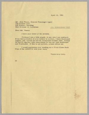 [Letter from D. W. Kempner to Jean E. Vesco, April 12, 1952]