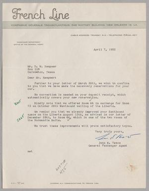 [Letter from Jean E. Vesco to D. W. Kempner, April 7, 1952]