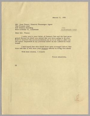 [Letter from D. W. Kempner to Jean E. Vesco, March 11, 1952]