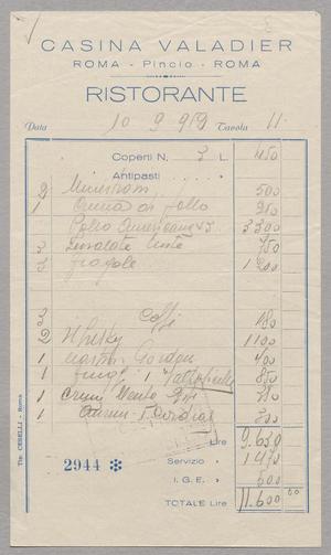 Primary view of object titled '[Invoice for Balance Due to Casina Valadier, October 1912]'.