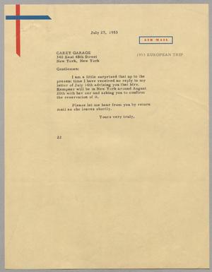 [Letter from D. W. Kempner to Carey Cadillac Renting, July 27, 1953]