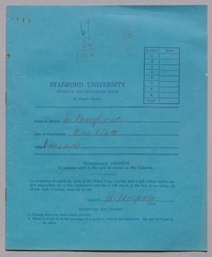 [Examination booklet from Standford University, March 8, 1963]
