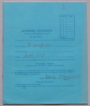 Primary view of object titled '[Examination booklet from Stanford University #11]'.