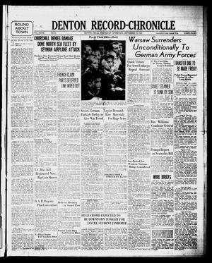 Denton Record-Chronicle (Denton, Tex.), Vol. 39, No. 38, Ed. 1 Wednesday, September 27, 1939