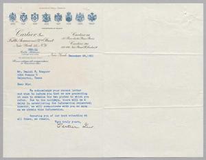 [Letter from Cartier, Incorporated to Daniel W. Kempner, December 28, 1951]
