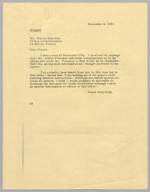 [Letter from Daniel W. Kempner to Pierre Chardine, December 4, 1951]