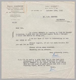 [Letter from Pierre Chardine to Daniel W. Kempner, October 15, 1951]