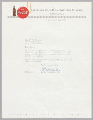 [Letter from S. F. Woodson, Jr. to Daniel W. Kempner, November 10, 1951]