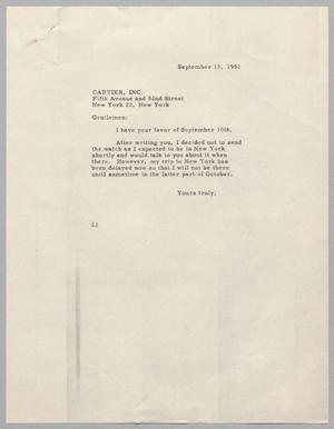 [Letter from Daniel W. Kempner to Cartier Incorporated, September 13, 1951]