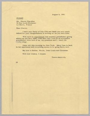 [Letter from Daniel W. Kempner to Pierre Chardine, August 6, 1951]
