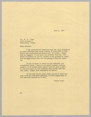 [Letter from Daniel W. Kempner to Dr. R. E. Cone, May 2, 1951]