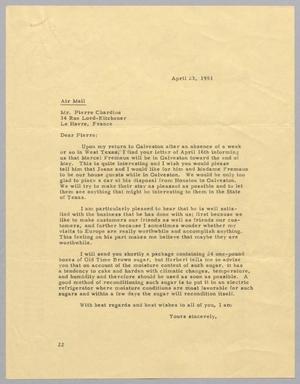 [Letter from Daniel W. Kempner to Pierre Chardine, April 23, 1951]