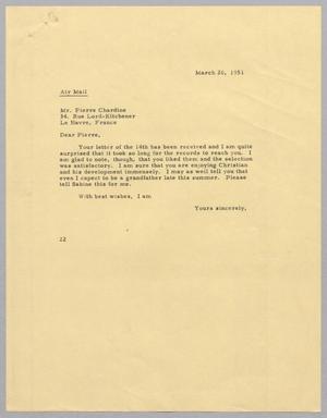 [Letter from Daniel W. Kempner to Pierre Chardine, March 20, 1951]