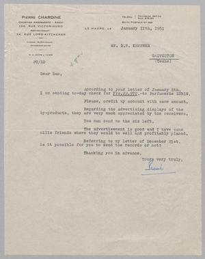 [Letter from Pierre Chardine to Daniel W. Kempner, January 11, 1951]