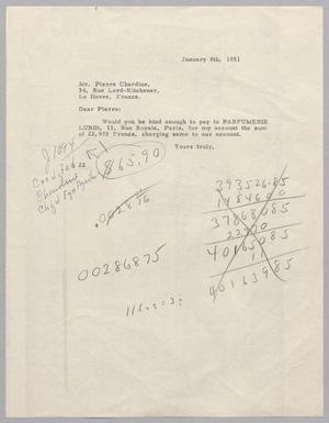 [Letter from Daniel W. Kempner to Pierre Chardine, January 8, 1951]