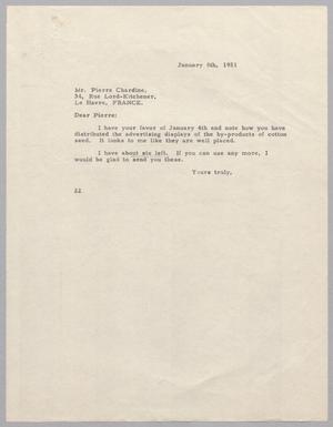 Primary view of object titled '[Letter from Daniel W. Kempner to Pierre Chardine, January 8, 1951]'.