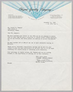 Primary view of object titled '[Letter from Citizens Jewlry Company to Daniel W. Kempner, December 30, 1950]'.