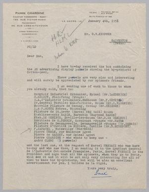 [Letter from Pierre Chardine to Daniel W. Kempner, January 4, 1951]