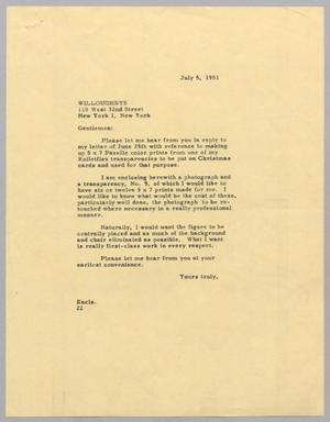 [Letter from Daniel W. Kempner to Willoughby's, July 5, 1951]