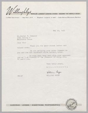 [Letter from William Beyer to Daniel W. Kempner, May 29, 1951]