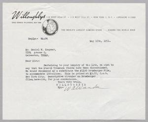 [Letter from Willoughby's to Daniel W. Kempner, May 15, 1951]