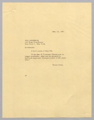 [Letter from Daniel W. Kemper to Willoughby's, May 11, 1951]