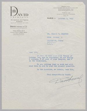 [Letter from David to Daniel W. Kempner, October 5, 1951]