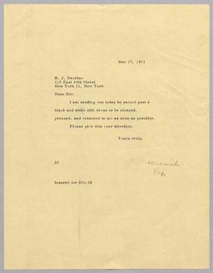 [Letter from Jeane B. Kempner to B. J. Denihan, May 17, 1951]