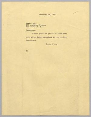 [Letter from Daniel W. Kempner to Ensko, Incorporated, February 8, 1951]