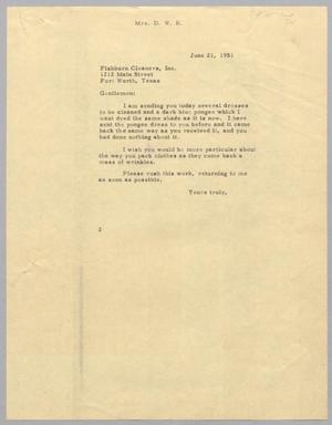 [Letter from Jeane Bertig Kempner to Fishburn Cleaners, Incorporated, June 21, 1951]