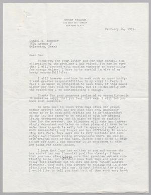 [Letter from Ernst Freund to Daniel W. Kempner, February 26, 1951]