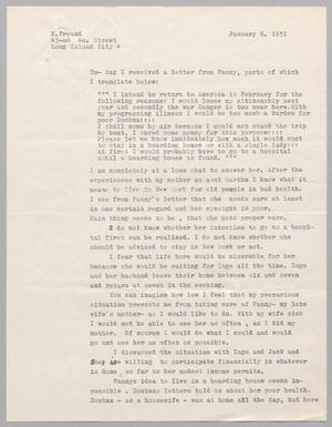 [Letter from Erich Freund to Daniel W. Kempner, January 6, 1951]