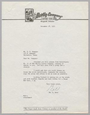 Primary view of object titled '[Letter from William L. Gatz to Daniel W. Kempner, December 28, 1951]'.