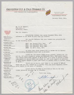 [Letter from Galveston Ice & Cold Storage Company to Daniel W. Kempner, December 26, 1951]