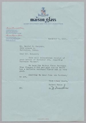 [Letter from Maison Glass to Daniel W. Kempner, November 7, 1951]