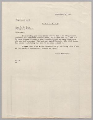 Primary view of object titled '[Letter from Daniel W. Kempner to William L. Gatz, November 7, 1951]'.