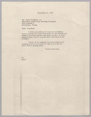 [Letter from Daniel W. Kempner to Sam Woodson, Jr., November 6, 1951]