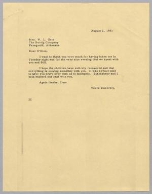 [Letter from Daniel W. Kempner to O'Bion Gatz, August 2, 1951]