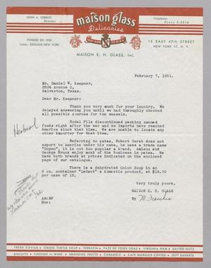 [Letter from Maison E. E. Glass to Daniel W. Kempner, February 7, 1951]