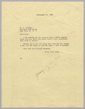 [Letter from Jeane B. Kempner to B. J. Denihan, November 11, 1950]
