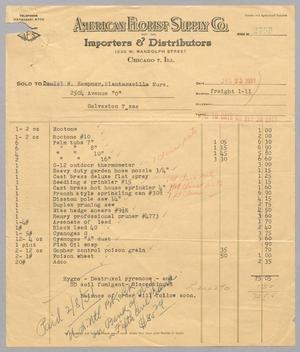 [Invoice for Balance Due to American Florist Supply Co., January 1951]