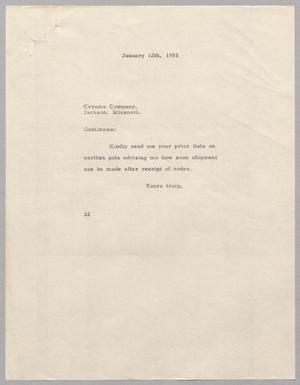 [Letter from Daniel W. Kempner to Ceramo Company, January 12, 1951]