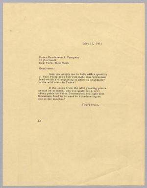 [Letter from Daniel W. Kempner to Peter Henderson & Company, May 10, 1951]